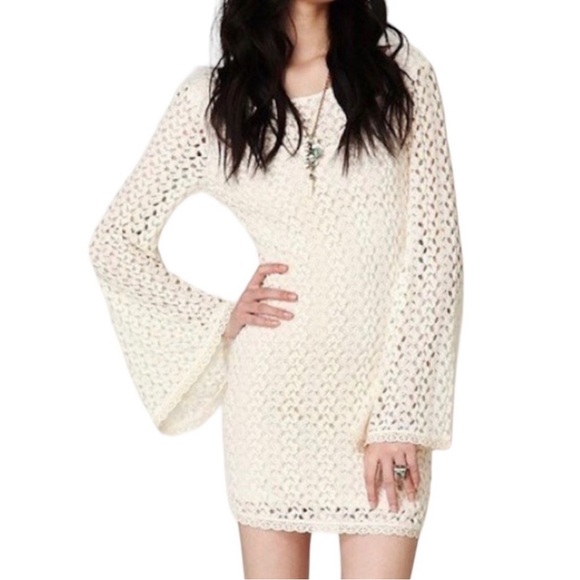 Free People Dresses & Skirts - Free people crochet bell sleeve mini dress
